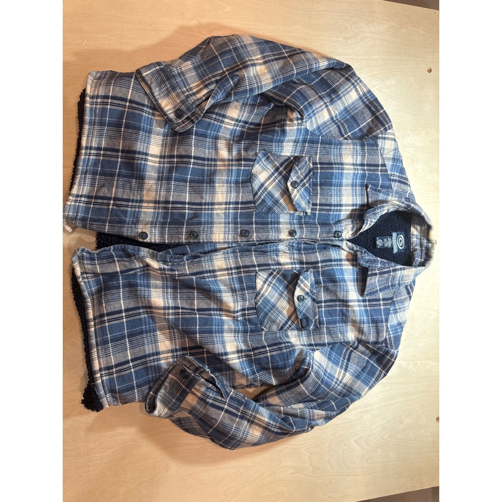 Vintage 90s Gotcha Plaid Fleece Lined Jacket Blue Hong Kong Surf Skate Size S
